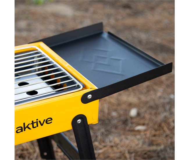 Aktive Barbacoa carbón plegable acero con bandejas laterales Amarillo