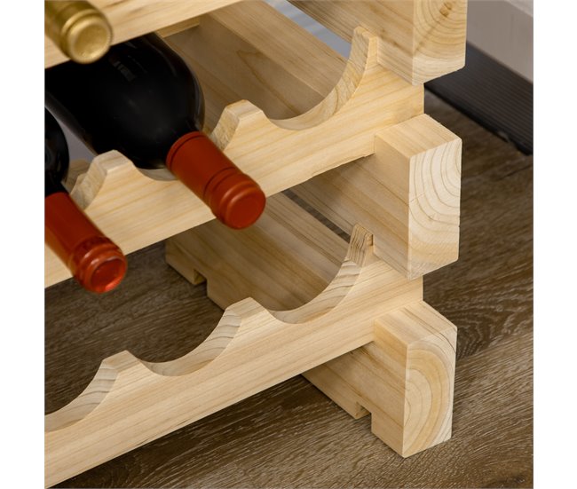 Botellero para Vino Madera de Abeto HOMCOM, hogar - cocina Marron