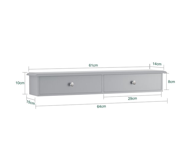 Estante de Pared con 2 Cajones SoBuy FRG43-HG 64 Gris