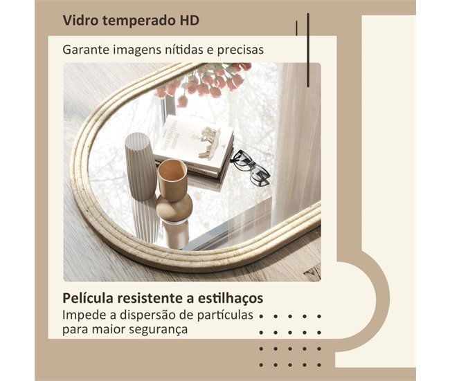 Espejo de Pared Poliestireno, Vidrio Templado HOMCOM Crudo
