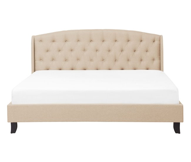 Beliani Cama con somier Poliéster BORDEAUX 147x217 Beige