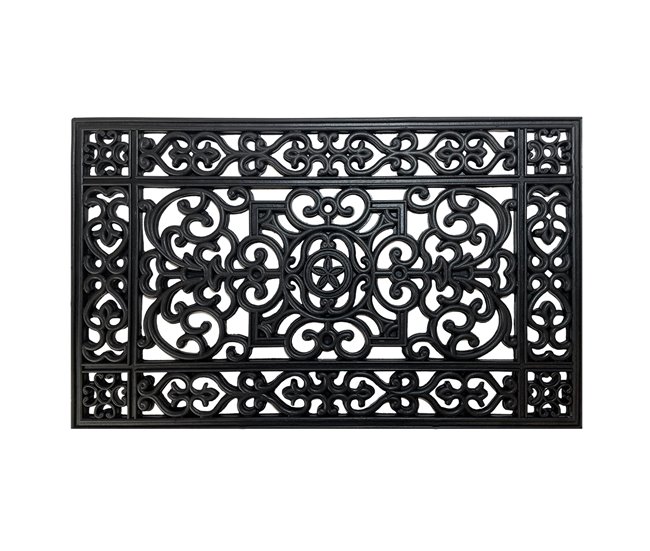 Acomoda Textil – Felpudo de Goma Antideslizante Rectangular. Negro