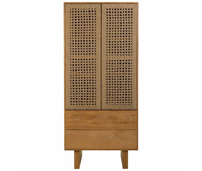 Armario de madera y cuerda trenzada Marron