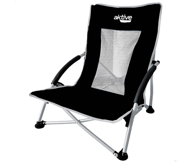 Aktive Silla de playa plegable Negro
