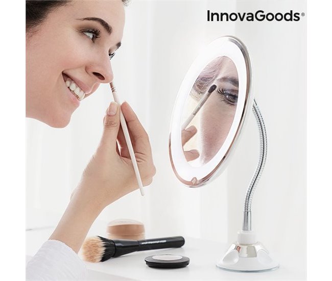 Espejo de Aumento LED con Brazo Flexible y Ventosa Mizoom Blanco