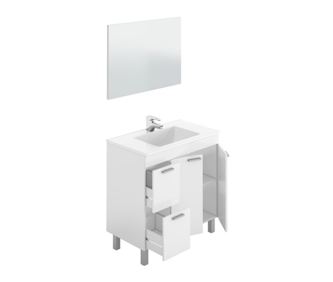 ARKITMOBEL Aktiva Mueble Lavabo 2P+2C + Espejo Blanco