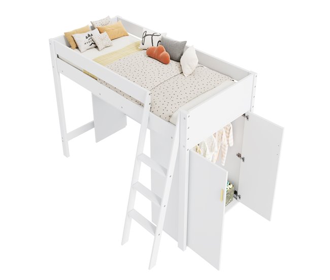 Cama alta para niños Blanco