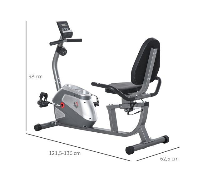 Bicicleta Estática Acero, ABS HOMCOM, deportes y ocio - fitness Gris