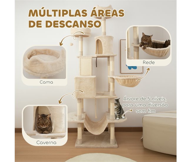 Árbol para Gatos Aglomerado de Madera PawHut Crudo