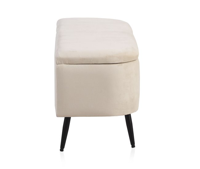 Taburete tapizado en terciopelo con patas de metal Beige