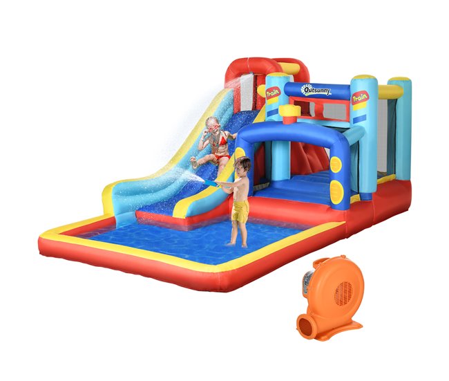 Castillo Hinchable Tela Oxford, Poliéster Outsunny Multicolor