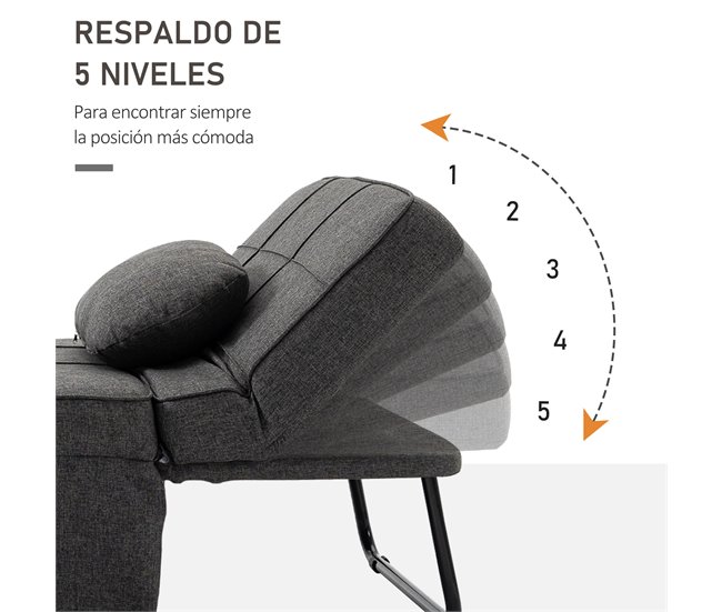 Sofá Cama Lino, Espuma, Metal HOMCOM, hogar - sofás y butacas Gris