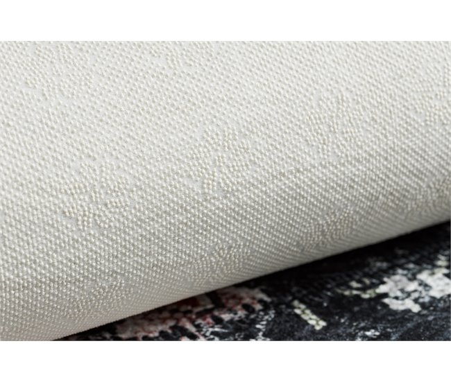 Alfombra lavable ANDRE 1816D flores vintage 80x150 Blanco/ Gris
