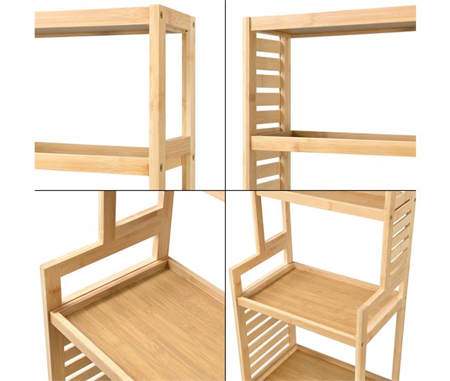 Mueble columna de baño Forssa de 7 niveles bambú Natural