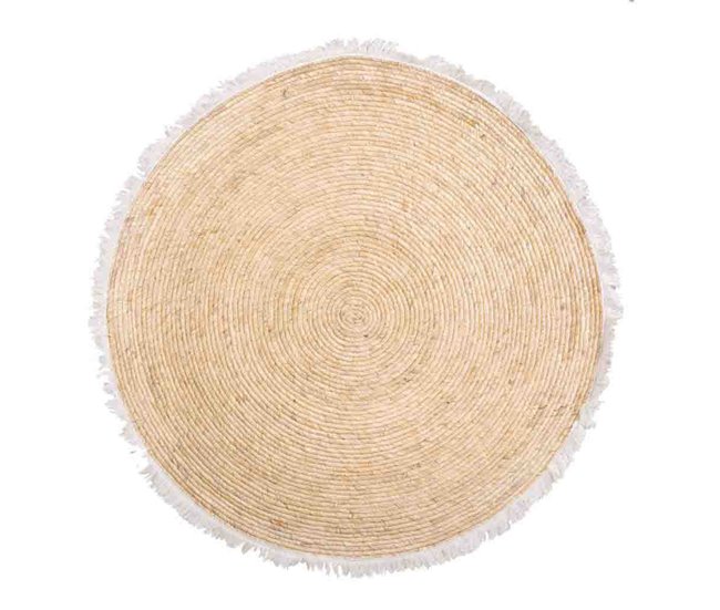 Alfombra fibra natural tejido artesanal 120x120 Beige