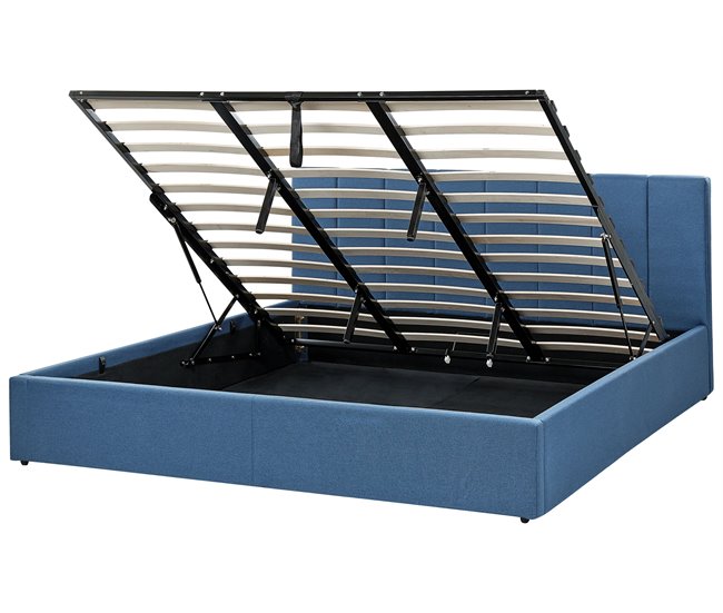 Beliani Cama con somier Poliéster DREUX 191x214 Azul