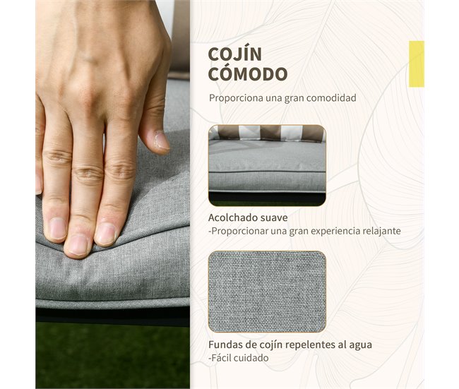 Muebles de Ratán Ratán PE, Poliéster, Acero Outsunny Crudo