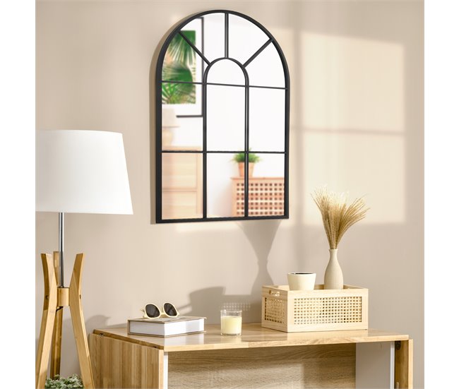 Espejo de Pared Metal, Vidrio HOMCOM, hogar - decoración hogareña 60x2 Negro