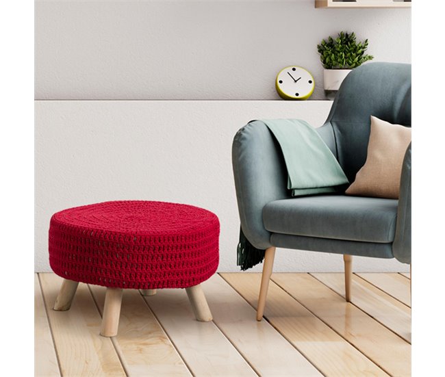 Puff Redondo Thinia Home Rojo