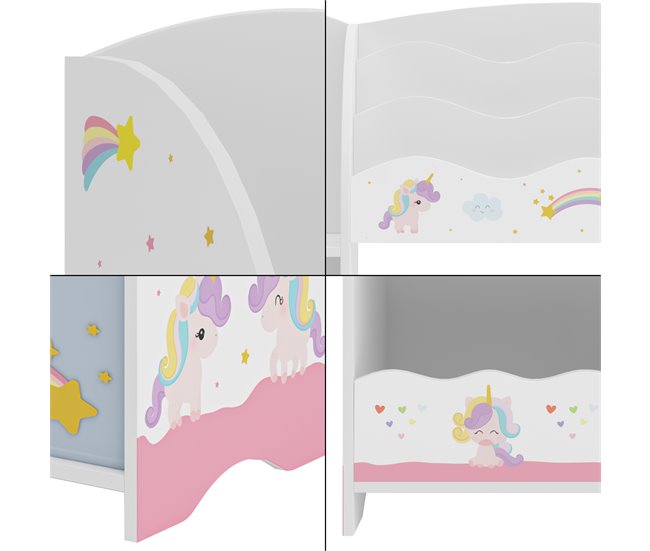 Estantería Infantil Lysekil aglomerado - Motivo de unicornio Multicolor