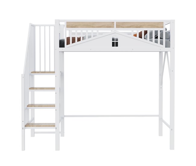 Cama alta para niños 95x255 Blanco