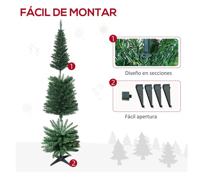 Árbol de Navidad Plástico, Metal HOMCOM Verde