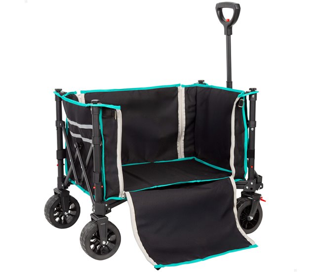 Aktive Carro plegable playa con ruedas todoterreno Negro