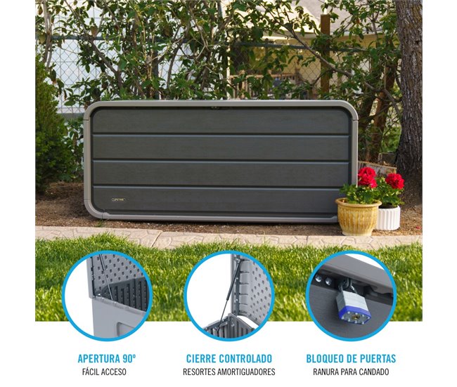 Baúl exterior ultrarresistente c/tapa abatible Lifetime Gris