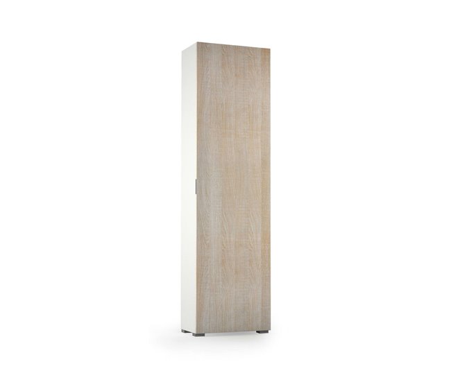 Armario multiusos 1 puerta efecto madera Blanco