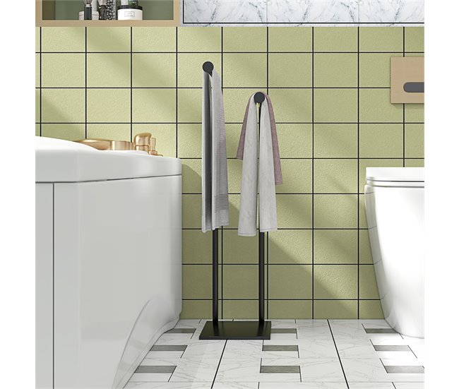 Toallero de Pie Metal HOMCOM, hogar - baño Negro