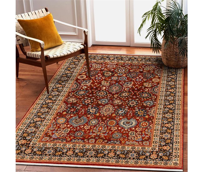 Alfombra KESHAN franjas Ornamento marco oriental 7573/53577 160x230 Multicolor