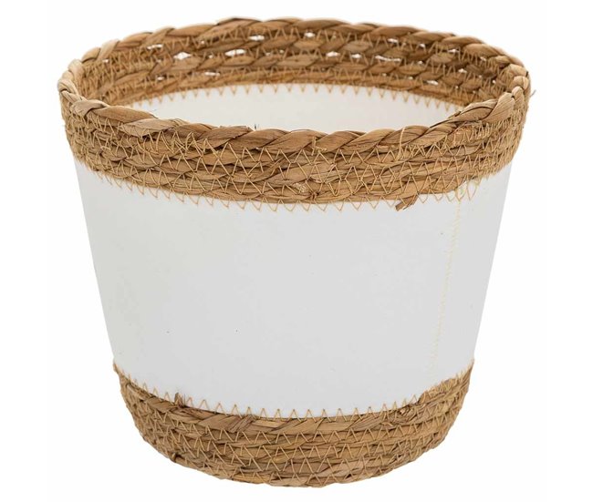 Cesto de fribra natural y algodón Blanco