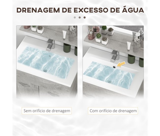 Conjunto de Muebles de Baño Melamina de Madera, Cerámica, Vidrio Gris