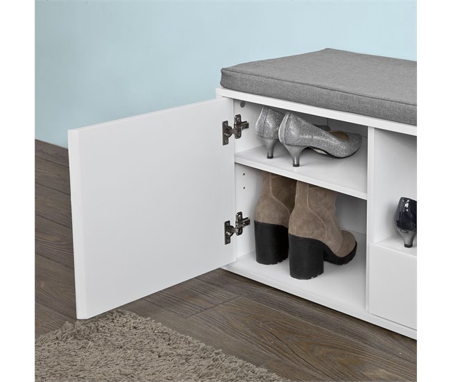 Banco Zapatero con Cajones Almacenamiento FSR37-W SoBuy Blanco