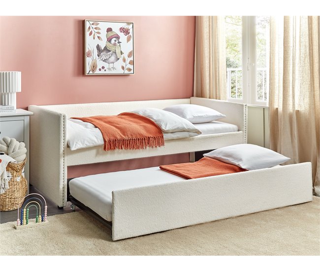 Beliani Cama nido Bouclé TROYES 99x213 Beige