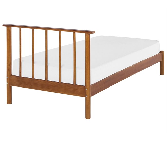 Beliani Cama con somier Madera de pino BARRET 106x210 Marron