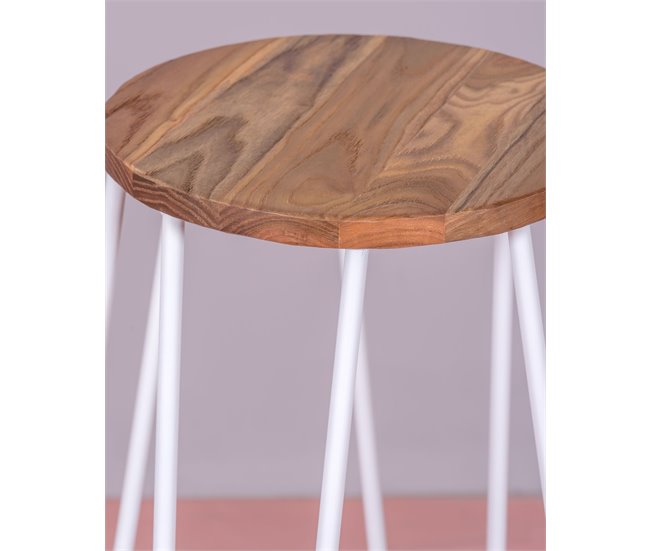 Taburete industrial en madera de fresno  - Lisbon Blanco