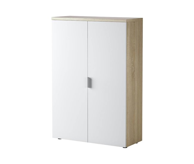 Armario multiusos 2 puertas efecto madera Roble