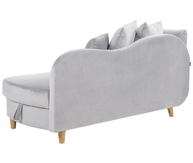 Beliani Chaise longue Terciopelo MERI Gris Claro