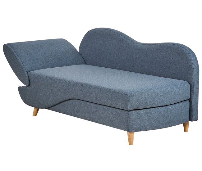 Beliani Chaise longue izquierdo Lino sintético MERI Azul