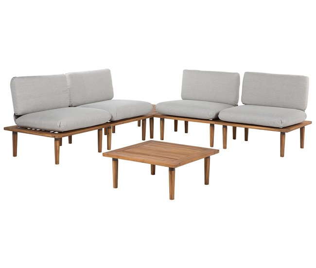 Beliani Conjunto de jardín Madera de acacia con certificado FSC® FRASCATI Gris Claro