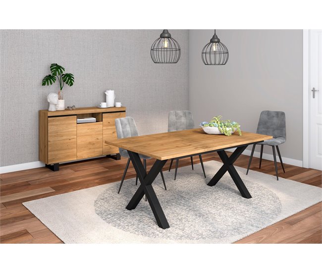 Conjunto Muebles de Salón, Mesa, Aparador Roble