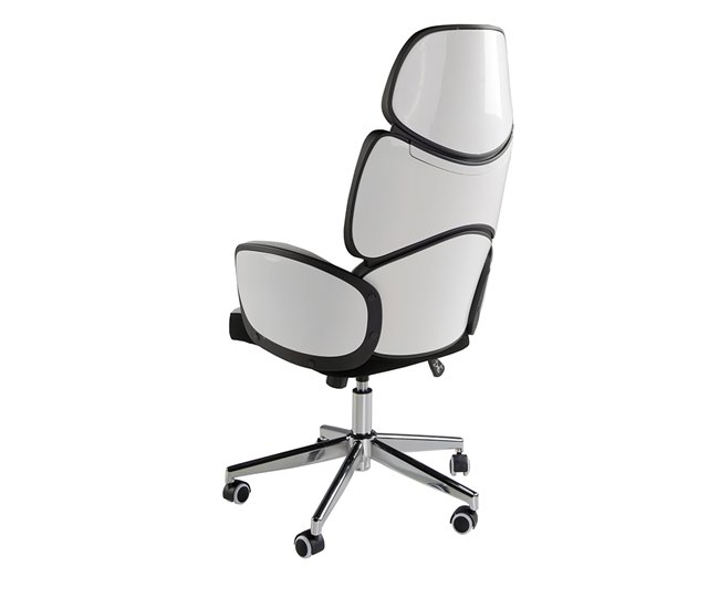 ANGEL CERDA Silla oficina giratoria tela gris claro y pvc blanco brillo Aluminio