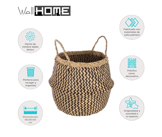 WELL HOME - Canasta decorativa rústica Beige