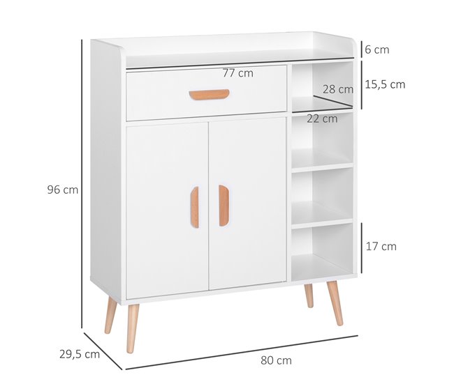 Aparador Tablero de partículas HOMCOM, hogar - muebles de comedor 80 Blanco