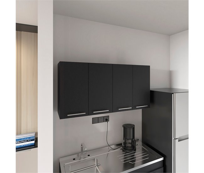 Mueble de pared para cocina Paris en melamina con 4 gabinetes Marron