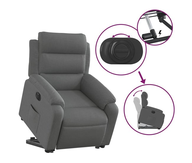 Sillón Elevable Reclinable Gris Oscuro
