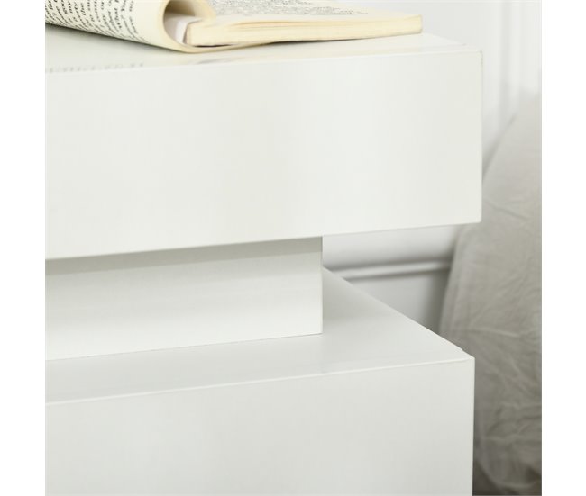Mesita de Noche Melamina de Madera HOMCOM 45 Blanco