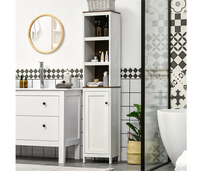 Mueble Auxiliar Baño Melamina de Madera kleankin Blanco