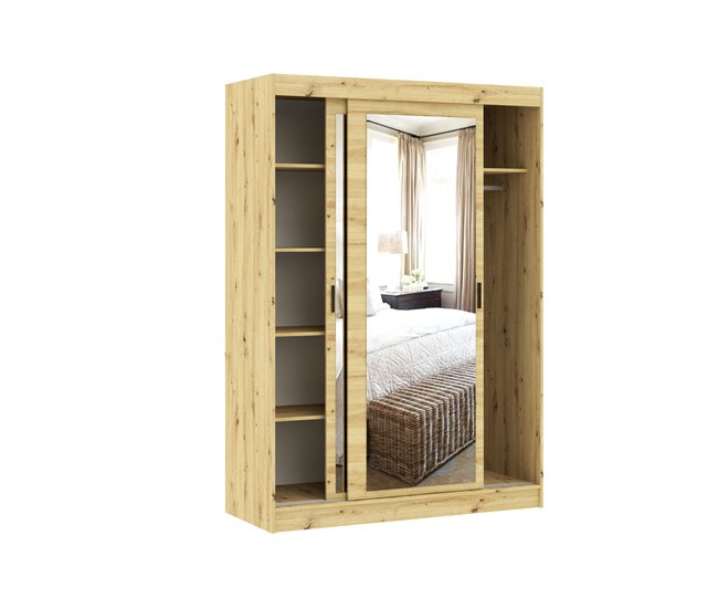 Armario TOUCH II puertas correderas con espejo 150x215cm Roble
